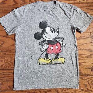 Disney Mickey Mouse Classic Distressed Men's Medium Charcoal Snow T-Shirt
